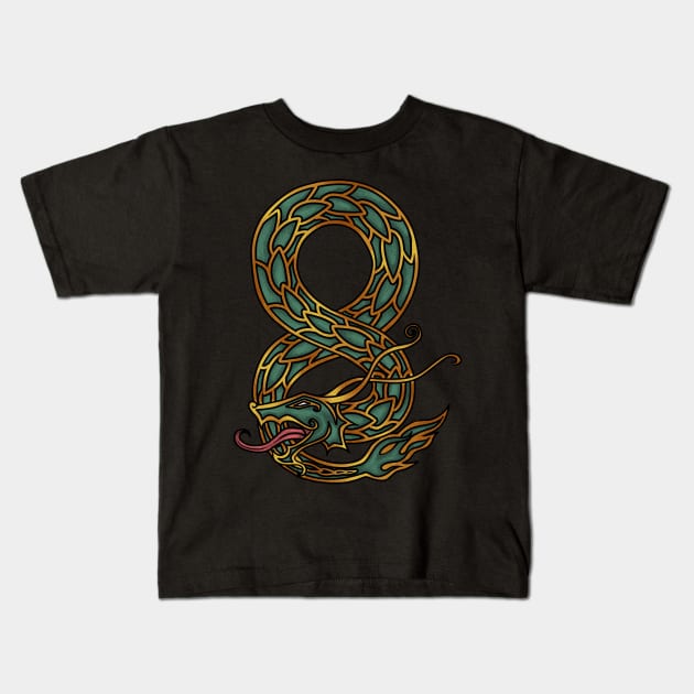 Guardian of the Norse Depths: Viking Monster Jormungandr the World Serpent Design Kids T-Shirt by Holymayo Tee